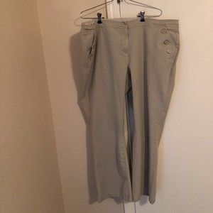 Maine New England Womens Cropped Pants Beige Stretch Pockets Button 20R